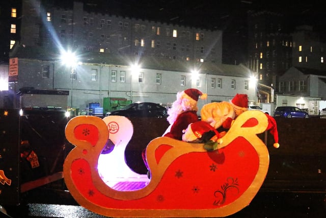 Santa's lovely sleigh passes the Norbreck Castle Hotel. Photo: Steve Eaves