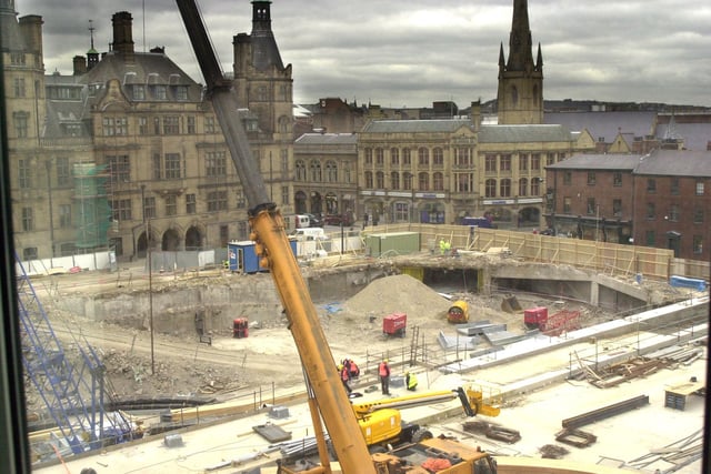 The Town Hall extension demolition crew were hard at work in  March 2002