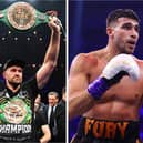 Left: Tyson Fury following his fight with Francis Ngannou. Right: Tommy Fury during his fight with KSI. Images: Getty