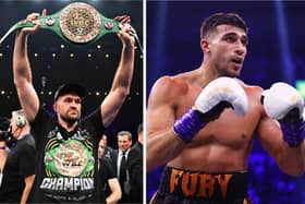 Left: Tyson Fury following his fight with Francis Ngannou. Right: Tommy Fury during his fight with KSI. Images: Getty