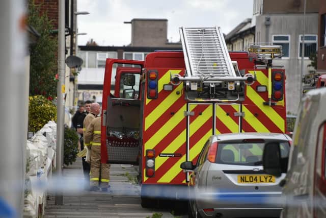 The fire broke out at a three-storey terraced home in Hill Street in South Shore at around 12.50am and six fire engines were called to the scene