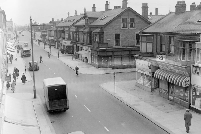Waterloo Road, South Shore, pictured on the first day of the two day 'Tradesmen's Holiday' in May 1955. Traditionally a time when local tradesmen took time off before the beginning of the Blackpool summer season