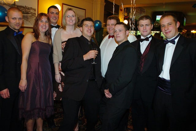 The first annual Uncle Tom's Cabin black tie ball took place at the Queens Promenade venue in 2006.
Pictured L-R: Alistair Livingstone, Rachael Webster, Ross Macdonald, Jenny Allen, Matthew Cheetham, Gary Bennett, Chris Gibson, Graham Cooper and Kristian Webster.