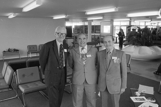 In the new terminal lounge at Blackpool Airport are (from left) Peter Blaker MP, Jim Blake, Mayor of Blackpool, and Coun Stan Parkinson