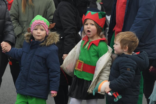Some of the younger pupils during the Elf run at Chaucer School, Fleetwood. Photo: Neil Cross