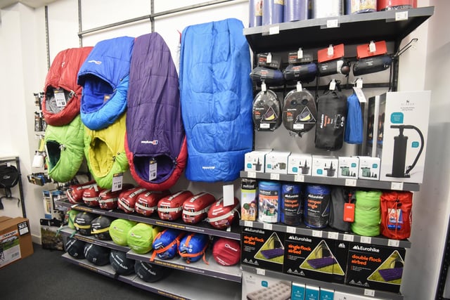 Camping equipment available for purchase