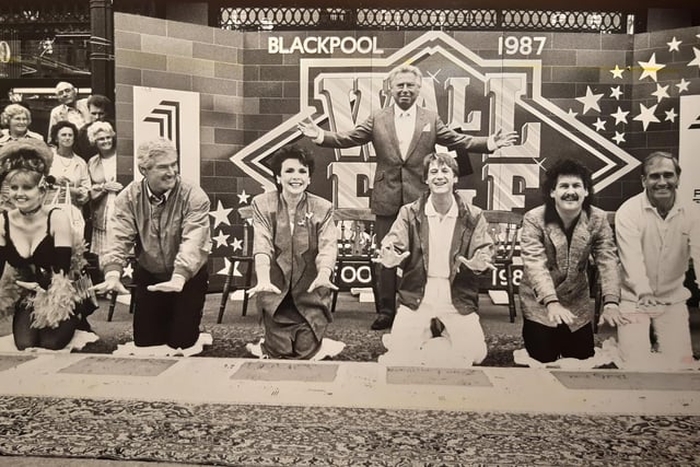 Blackpool's summer season of stars Cannon and Ball, Linda Nolan, Joe Longthorne, Dana and Roy Walker were among the first to plant their hands in cement in the neatly framed and painted blocks to be mounted on display for a wall of fame. This was July 1987