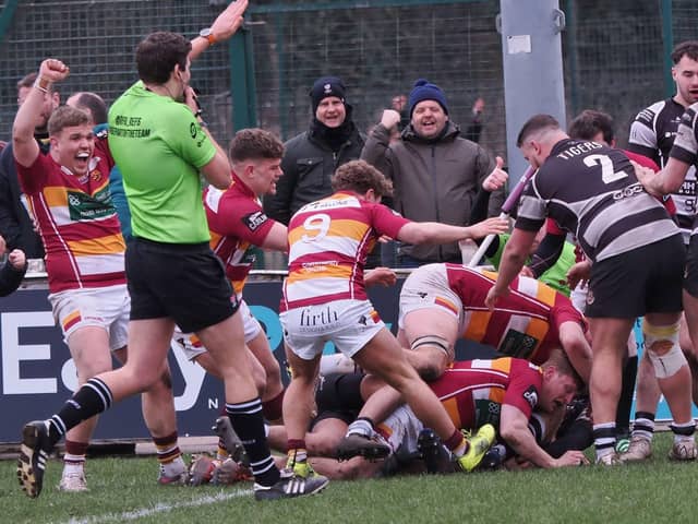 Tom Grimes scored three of Fylde's tries on Saturday Picture: Chris Farrow/Fylde RFC