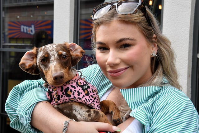 Dachshunds have dramatically risen in popularity among dog lovers in recent years, with the Kennel Club reporting a 112 per cent increase in demand for the breed between 
 2014 and 2019.
Pictured: Melissa Shaw and Mabel