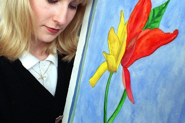 Lana Graham from St George's High School puts the finishing touches to her artwork in 1998