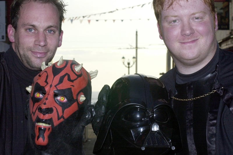 Star Wars party at NTK Market St, Blackpool. Darth Vader alias Mark Dolan and Darth Maul alias Simon Blackburn