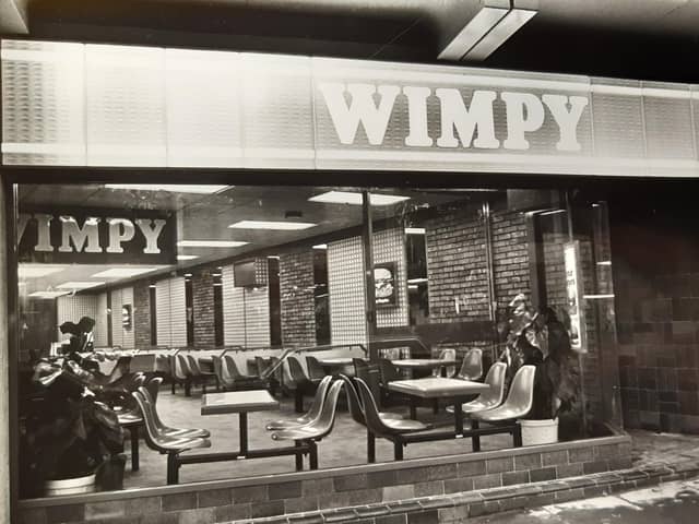 Wimpy was one of the earliest fast food restaurants. This was the Blackpool Wimpy in December 1980