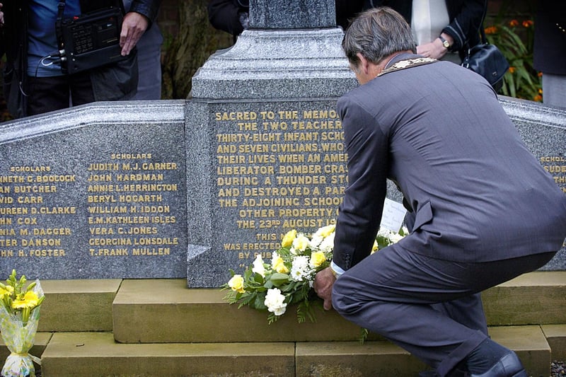 A service of remembrance was held at the memorial to children and teachers who died in the Freckleton Air Disaster on its 60th anniversary in 2004