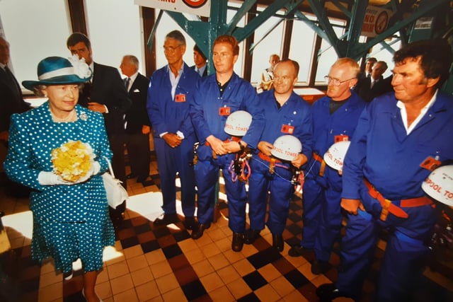 The Queen meets Blackpool Tower's riggers