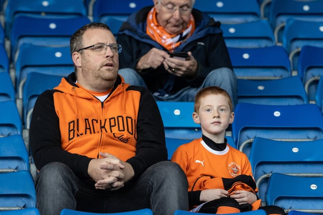 Blackpool supporters made the trip to the Kassam Stadium for the game against Oxford United.