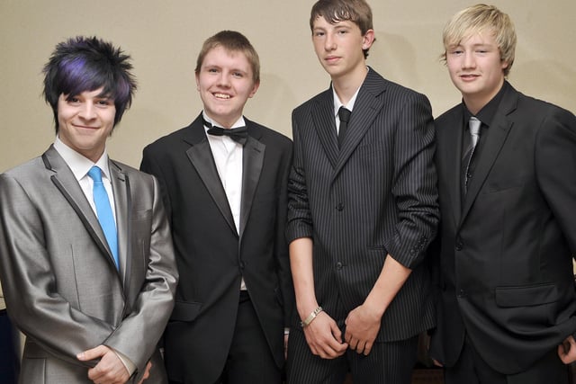 Kieran Tiunan, Andrew Milnes, Nick Brown and Daniel Birch - Hodgson High School leavers prom at the Hilton Hotel, Blackpool.