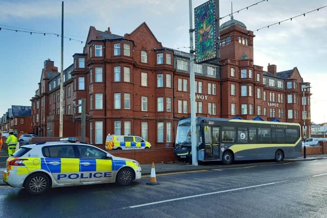 Police and ambulance crews were called to the scene outside the Savoy Hotel in Queen’s Promenade, Blackpool this morning (Tuesday, January 17)
