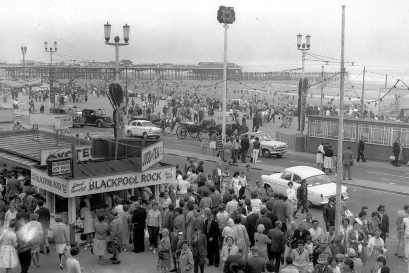 Jugs of tea for the beach, oysters and - of course Blackpool rock - was waiting for the crowds on the Golden Mile. Picture credit: Ross Parry Agency