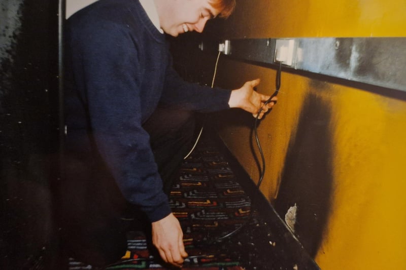 Machine technician Garry Clarkson examines the damage in the amusement arcade on North Pier