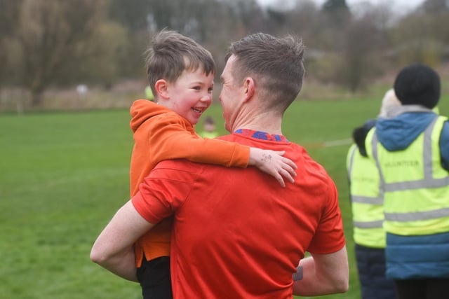 A 'well done' from dad for this participant in Junior Parkrun at Park View 4U
