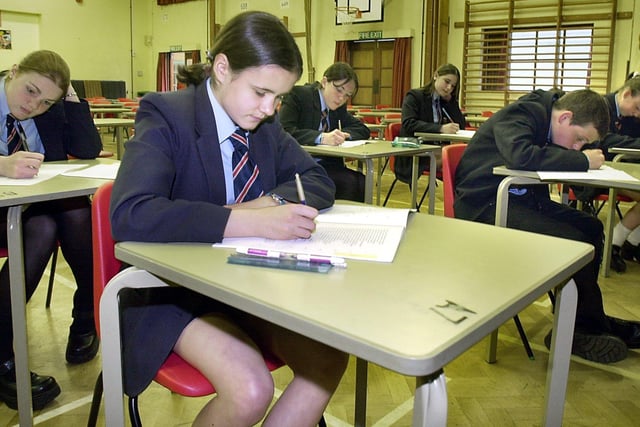 Pupils at St Bede's High School in Lytham taking their SATs national exams
