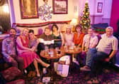 Fulwell 73 produced Gavin and Stacey Christmas Special for the BBC featuring business partner James Corden  (No. n/a) - Picture Shows:  Jason (ROB WILFORT), Stacey (JOANNA PAGE), Gavin (MATTHEW HORNE), Smithy (JAMES CORDEN), Nessa (RUTH JONES), Pam (ALISON STEADMAN), Gwen (MELANIE WALTERS), Bryn (ROB BRYDON), Mick (LARRY LAMB) - (C) GS TV Productions Ltd - Photographer: Tom Jackson.