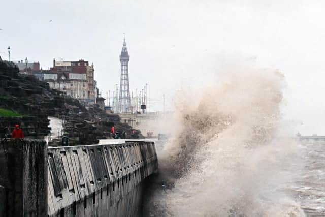 Heavy rain and strong winds battered Blackpool as Storm Ciarán swept across parts of the UK