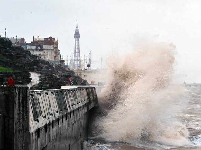 Heavy rain and strong winds battered Blackpool as Storm Ciarán swept across parts of the UK