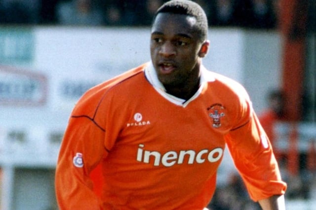 Blackpool player Andy Watson wearing the 1993/94 shirt sponsored by Inenco