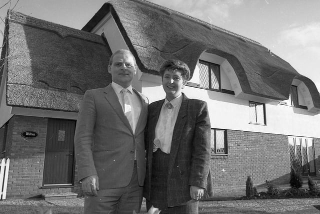 Thatch is back and proving a winner on an enterprising Lancashire project. And Fairclough Homes believe they may be the only ones in the country doing it. When they started it was Fairclough's intention to use thatch on only five of the houses at The Hermitage, Rowlands Lane, Cleveleys, but they have stepped it up to seven. Pictured are representatives of Fairclough Homes in front of one of the houses