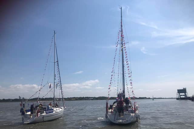 Some of the yachts involved in the sailpast on Fleetwood Lifeboat Day
