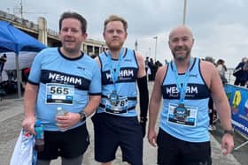 John Naylor, Jack Doyle and Stuart Mulrooney on the Middle Walk after the Great North West Half Marathon