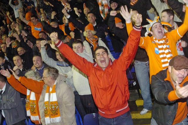 The absolute joy - fans celebrate at the final whistle when Blackpool played Birmingham in the play offs, 2012. They were off to Wembley