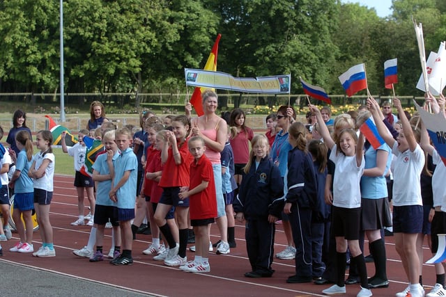 Children listen to the opening speeches at the opening of the 2010 Youth Games in Blackpool