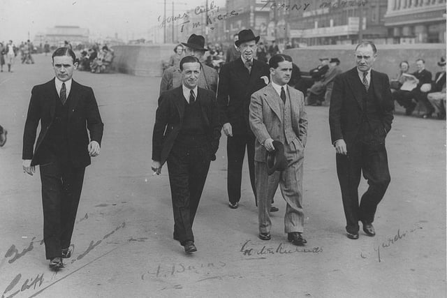 Jockey Sir Gordon Richards (second from right ) in Blackpool, 1930