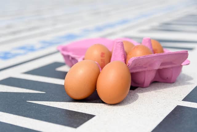 Eggs ready to be fried on the Comedy Carpet in Blackpool. Photo: Kelvin Stuttard