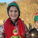 Chaucer Community Primary School youngsters dressed as elves - and holding eleves - as part of a tribute to  a much-loved member of staff