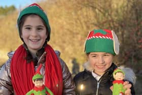Chaucer Community Primary School youngsters dressed as elves - and holding eleves - as part of a tribute to  a much-loved member of staff
