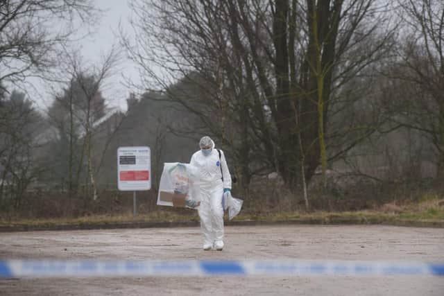 CSI and forensics have been gathering evidence after they were called to the car park at Skippool Creek near the River Wyre today (Friday, February 3)