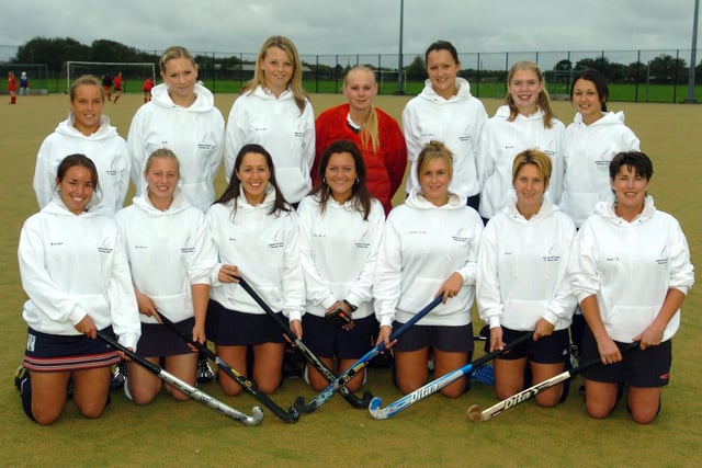 Lytham Ladies Hockey 2nd team before their game against Garstang, at Ansdell Arena. Back (from left) Lisa Gregson, Kate Stocker, Sarah Brooke, Susie Lees, Rebecca Kay, Helen Muschamp, and Rebecca Shillito. Front (from left) Suzanne Dougall, Vicki Nickson, Rebecca Rushton, Jo Brazier-Clark (captain), Lucy Hodge, Julie Cary, and Ann Preston