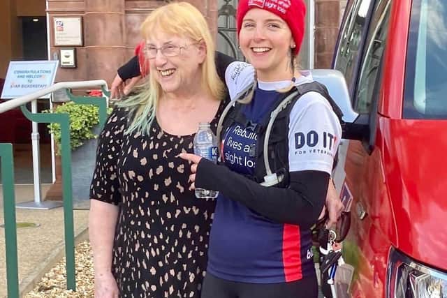 Star Bickerstaff and her mum Amy at the end of the run