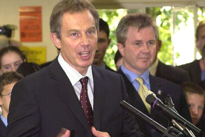 Tony Blair speaks to the pupils and media ahead of the Labour Party conference