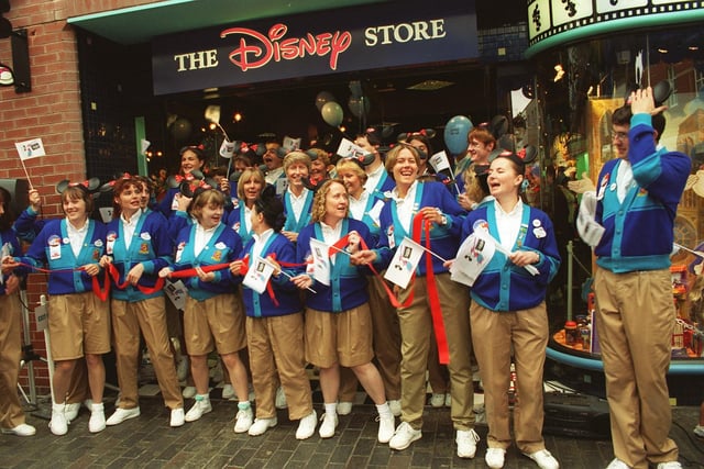 Celebrations at the new Disney Store in Blackpool's Hounds Hill, 1997