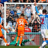 The moment that led to the goal-line controversy during Blackpool's win at Huddersfield last week
