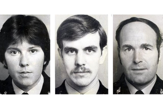 The three officers who drowned in January1983 - PCs Angela Bradley, Gordon Connolly and Colin Morrison