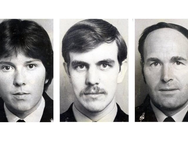 The three officers who drowned in January1983 - PCs Angela Bradley, Gordon Connolly and Colin Morrison