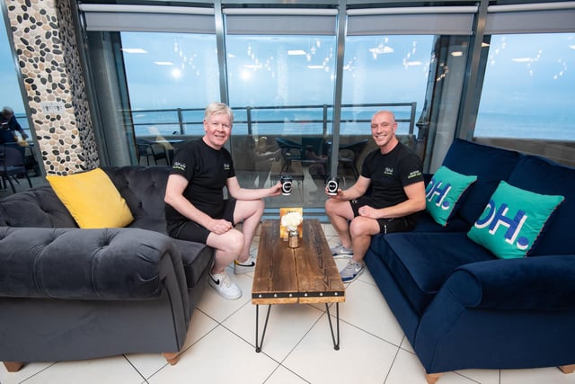 Every sofa has a sea view. Craig McOmish and Paul Haslam at the new FBKaffe in Cleveleys