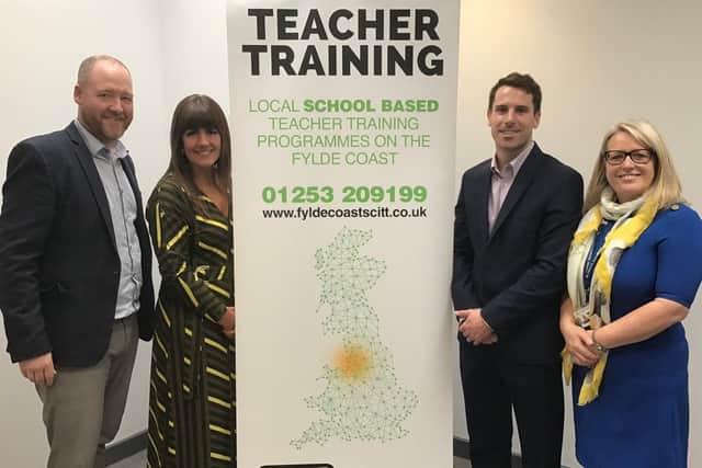Scott Benton MP visited Armfield Academy to learn about the new school based SCITT programme. Left to right: Andrew Kenworthy, Aly Spencer, Scott Benton, Jane Leigh.