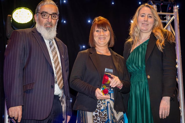 Training Provider/Programme of the Year Award winners Blackburn College pictured with Nicola Adam, Publishing Editor for the North West region of National World.