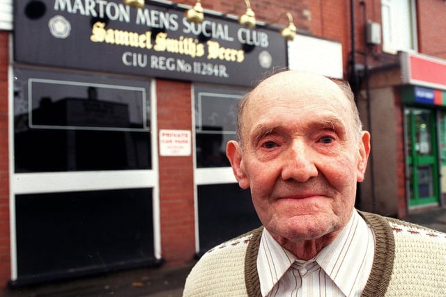 David Jones, bar steward outside Marton Mens Club in 2000